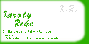 karoly reke business card